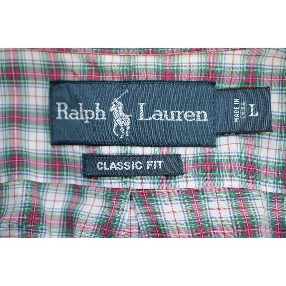 Ralph Lauren Shirt Mens Size‎ L Plaid Long Sleeve Cotton Classic Fit Button-Down